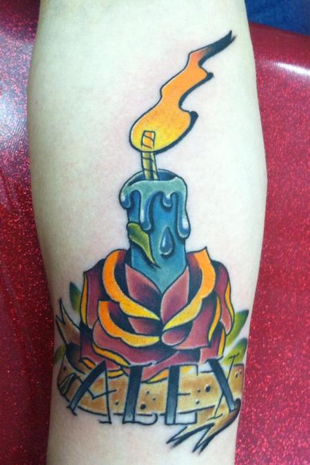 Tattoos - candle rose - 60890